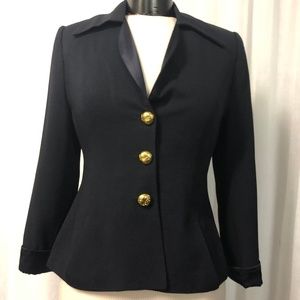 Piradina Women's Navy Blue Blazer Satin Trim
